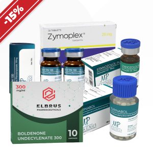 Verpackung Kraftkurs: Erfahrene [II]. Boldenon + Testosteronphenylpropionat + Stanozolol (Suspension) + Turinabol